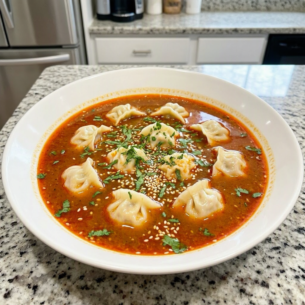 Jhol Momo (Nepali Momos in Spicy Sesame-Tomato Soup)